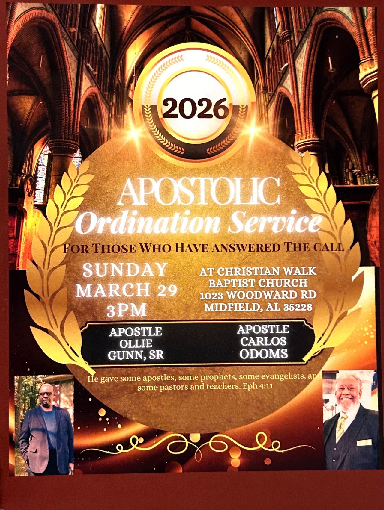 Apostolic Ordination Service at Christian Walk Baptist Church